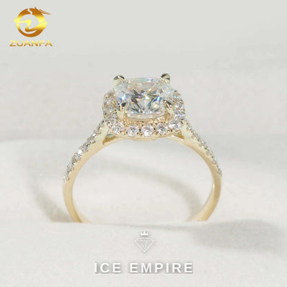 Iced Out 14K Gold Moissanite Engagement Ring