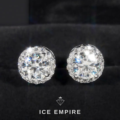Iced Out 925 Silver Moissanite Stud Earrings