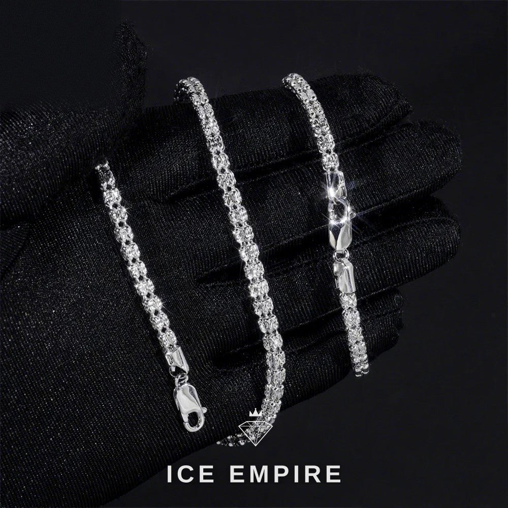 Iced Out Rose Gold Moissanite Cuban Chain