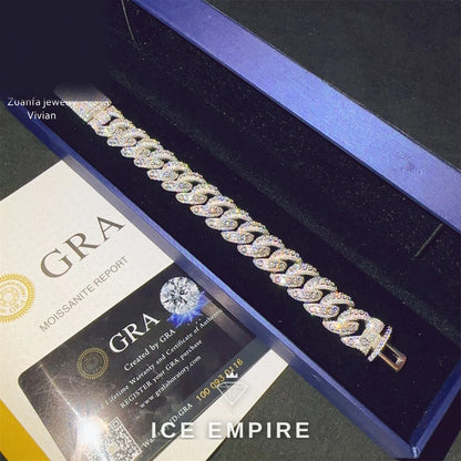 Iced Out 925 Silver Moissanite Cuban Chain