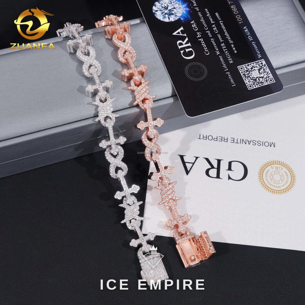 Iced Out Cross 925 Silver Moissanite Cuban Chain