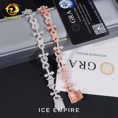 Iced Out Cross 925 Silver Moissanite Cuban Chain