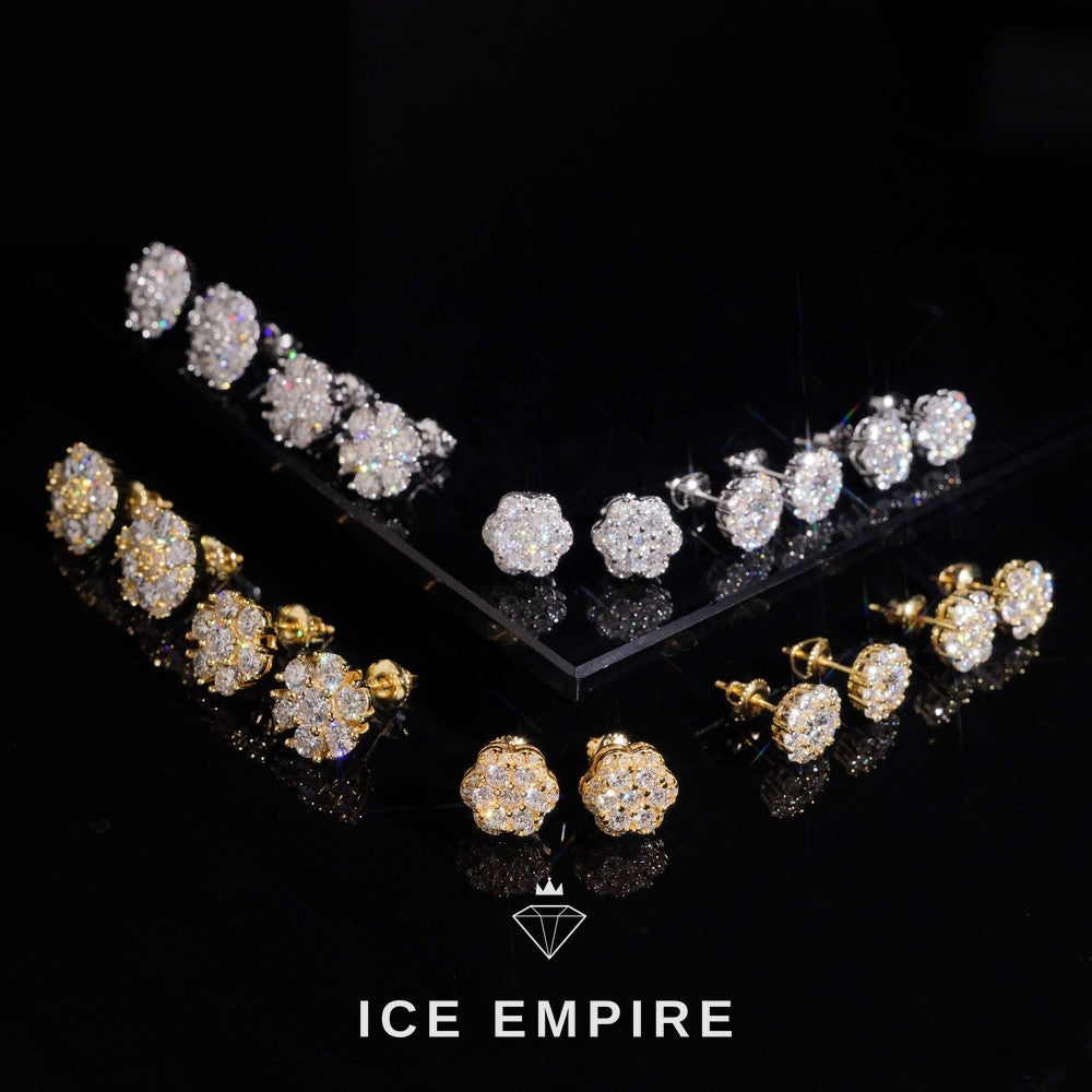 Iced Out Cluster Rose Gold Plated Moissanite Earrings