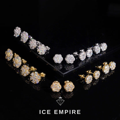 Iced Out Cluster Rose Gold Plated Moissanite Earrings