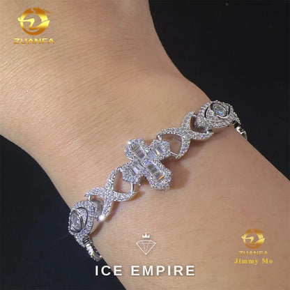 Iced Out Cross 925 Silver Moissanite Cuban Chain