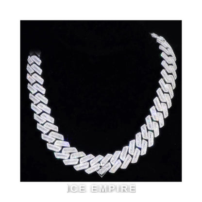 Iced Out Baguette Rose Gold Plated Moissanite Cuban Chain