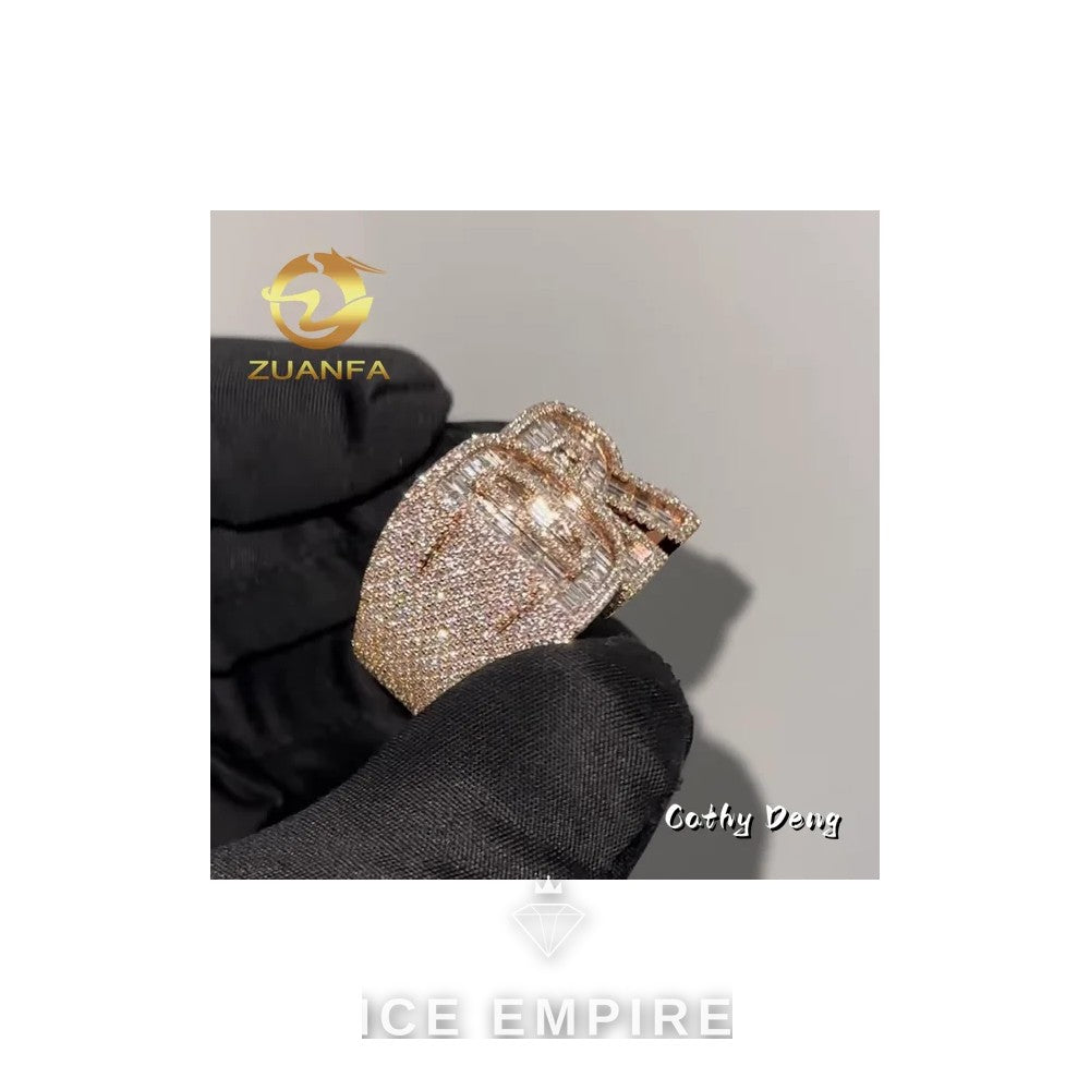Iced Out Baguette 925 Silver Moissanite Ring