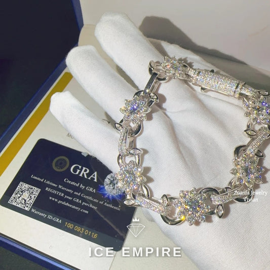 Iced Out 925 Silver Moissanite Cuban Chain