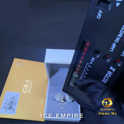 Iced Out 925 Silver Moissanite Stud Earrings