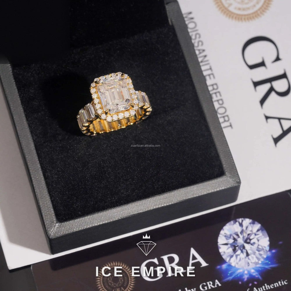 Iced Out 925 Silver Moissanite Engagement Ring