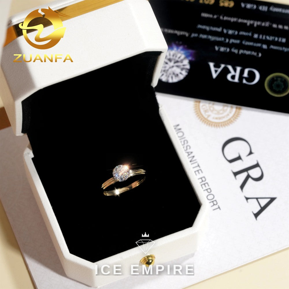 Iced Out 10K Gold Moissanite Engagement Ring