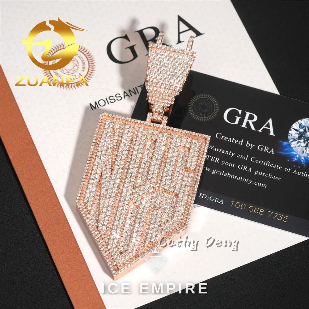 Iced Out Baguette Rose Gold Plated Moissanite Cuban Chain
