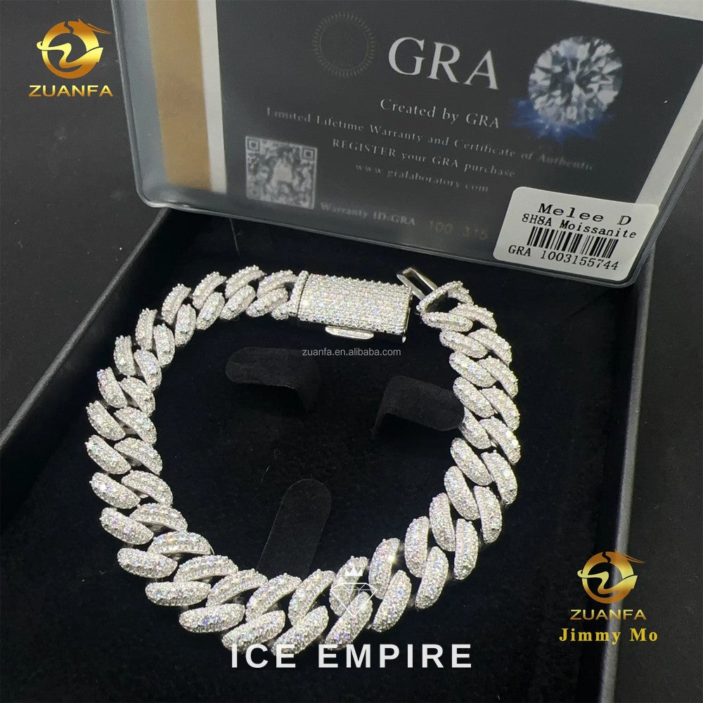 Iced Out 925 Silver Moissanite Cuban Chain
