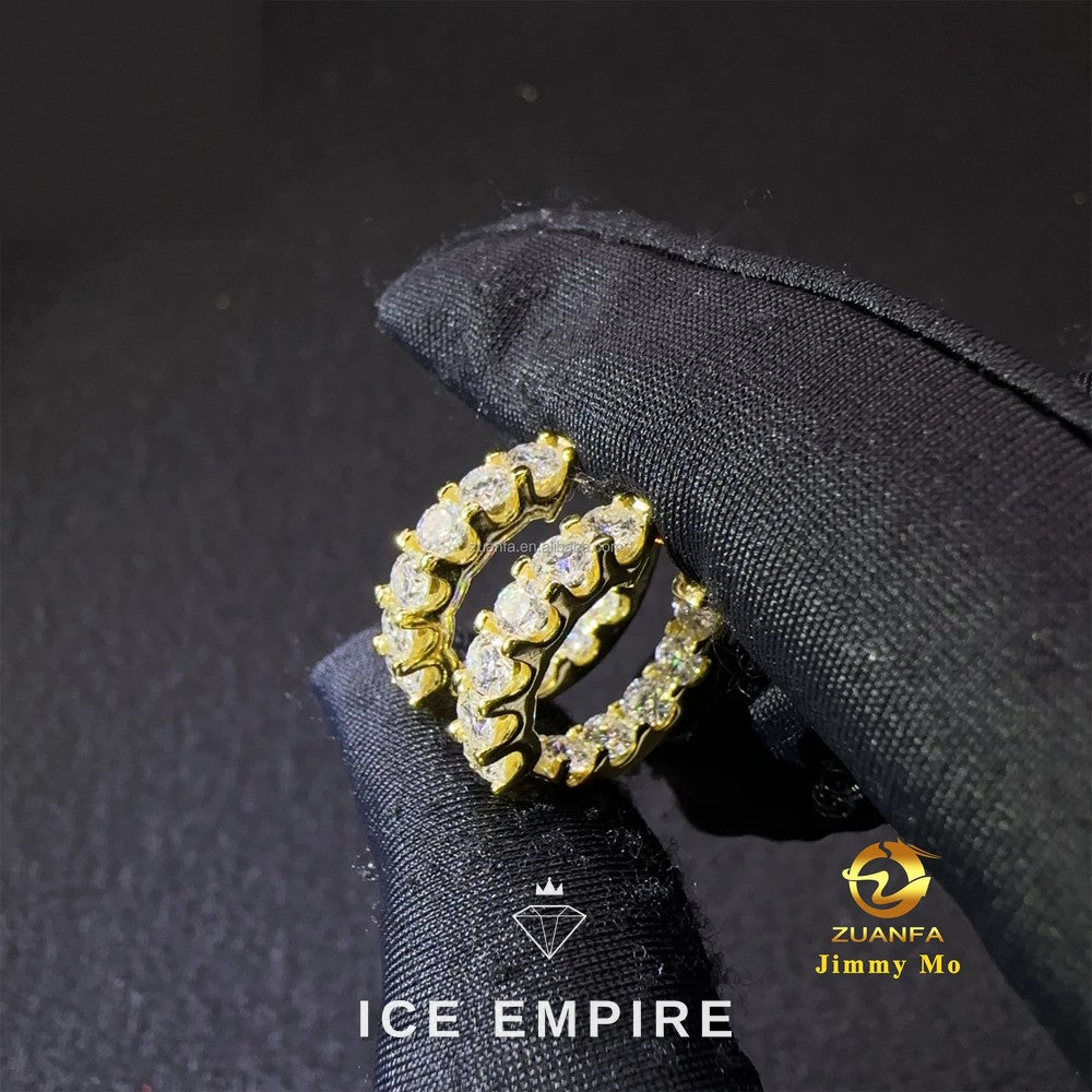 Iced Out Gold Plated Moissanite Hoop Earrings