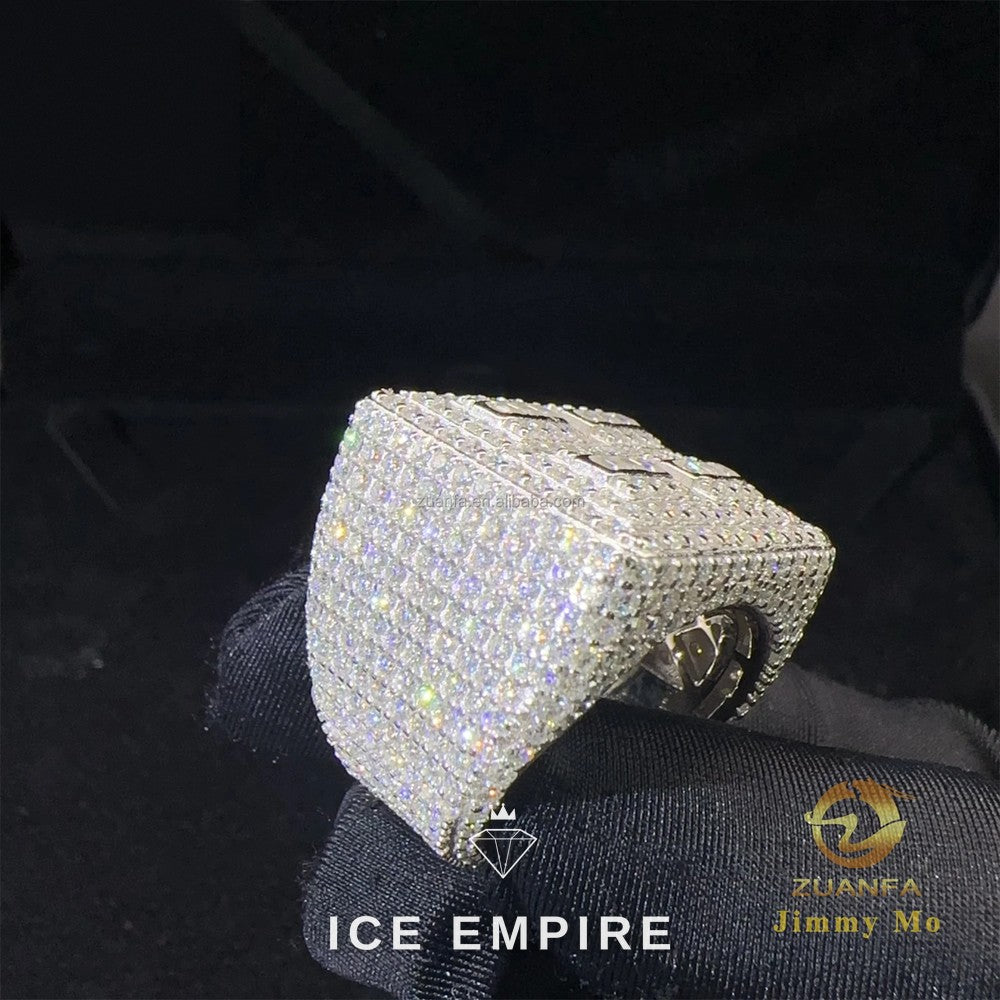 Iced Out 925 Silver Moissanite Ring