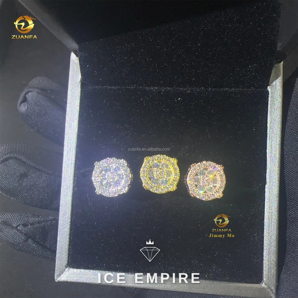 Iced Out 925 Silver Moissanite Stud Earrings