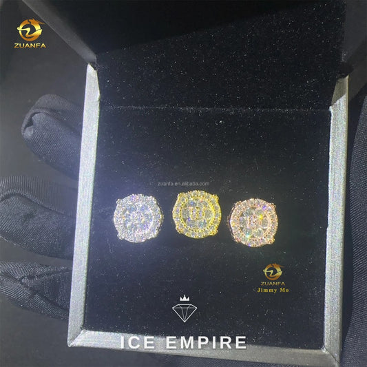 Iced Out 925 Silver Moissanite Stud Earrings