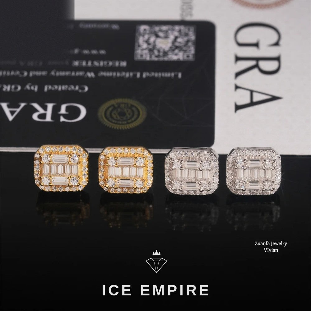Iced Out 925 Silver Moissanite Earrings