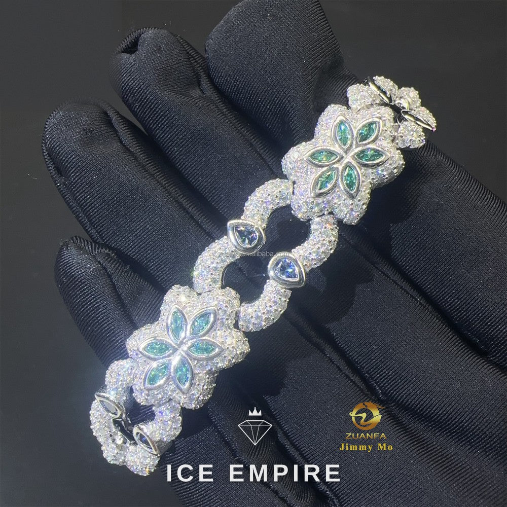 Iced Out 925 Silver Moissanite Cuban Chain