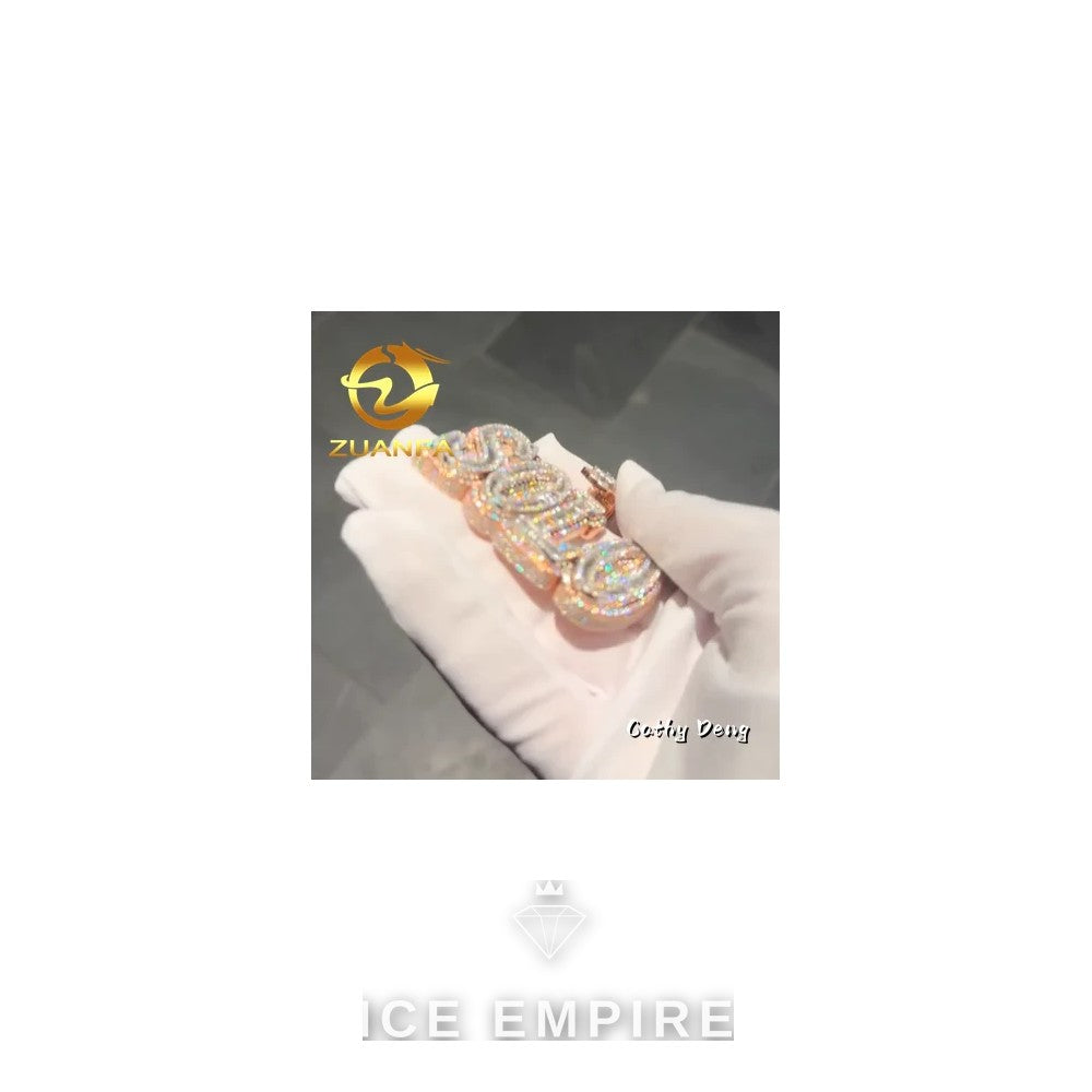 Iced Out Baguette Rose Gold Plated Moissanite Pendant