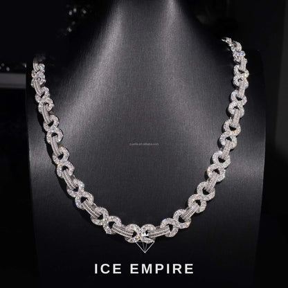 Iced Out Baguette 925 Silver Moissanite Cuban Chain