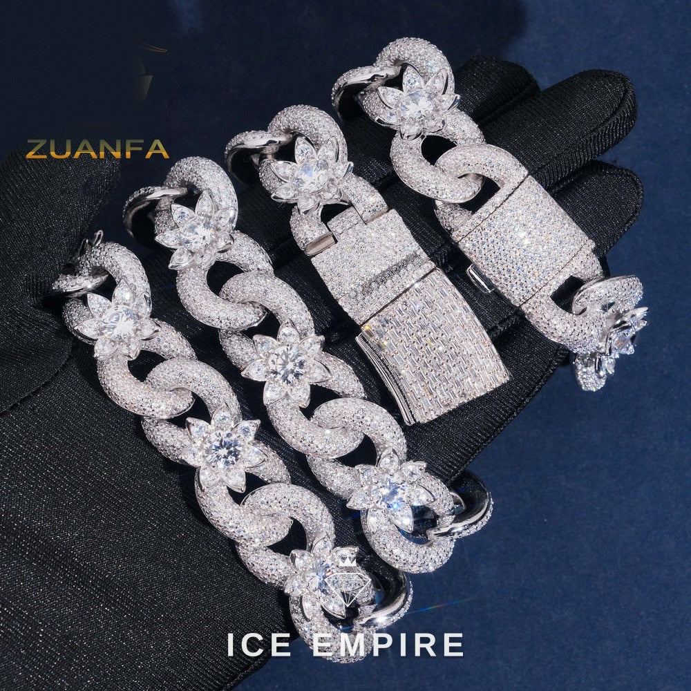 Iced Out 925 Silver Moissanite Cuban Chain