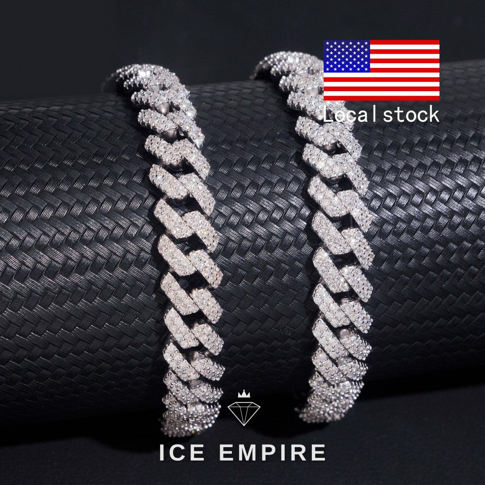 Iced Out 925 Silver Moissanite Cuban Chain