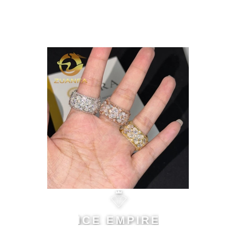 Iced Out Cluster 925 Silver Moissanite Cuban Chain
