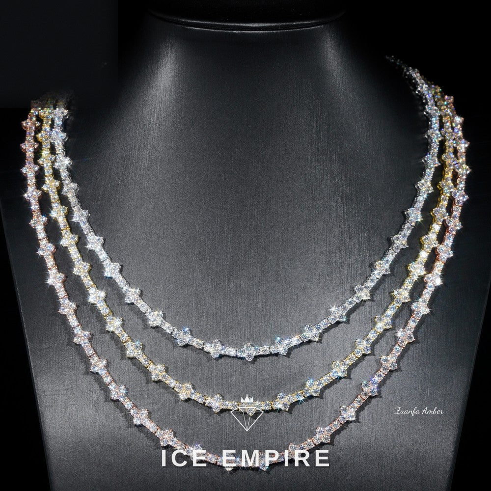 Iced Out Cross 14K Gold Moissanite Cuban Chain