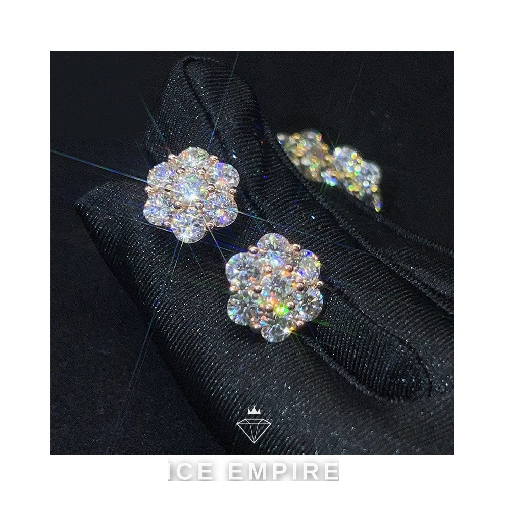 Iced Out 18K Gold Moissanite Stud Earrings
