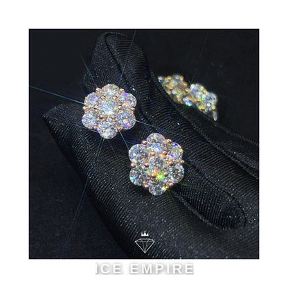 Iced Out 18K Gold Moissanite Stud Earrings