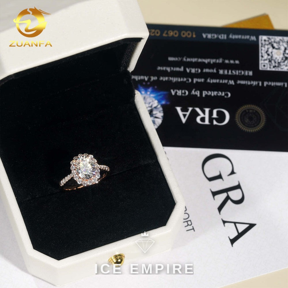 Iced Out Rose Gold Moissanite Engagement Ring