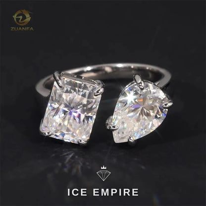 Iced Out 925 Silver Moissanite Engagement Ring