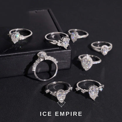 Iced Out 925 Silver Moissanite Engagement Ring
