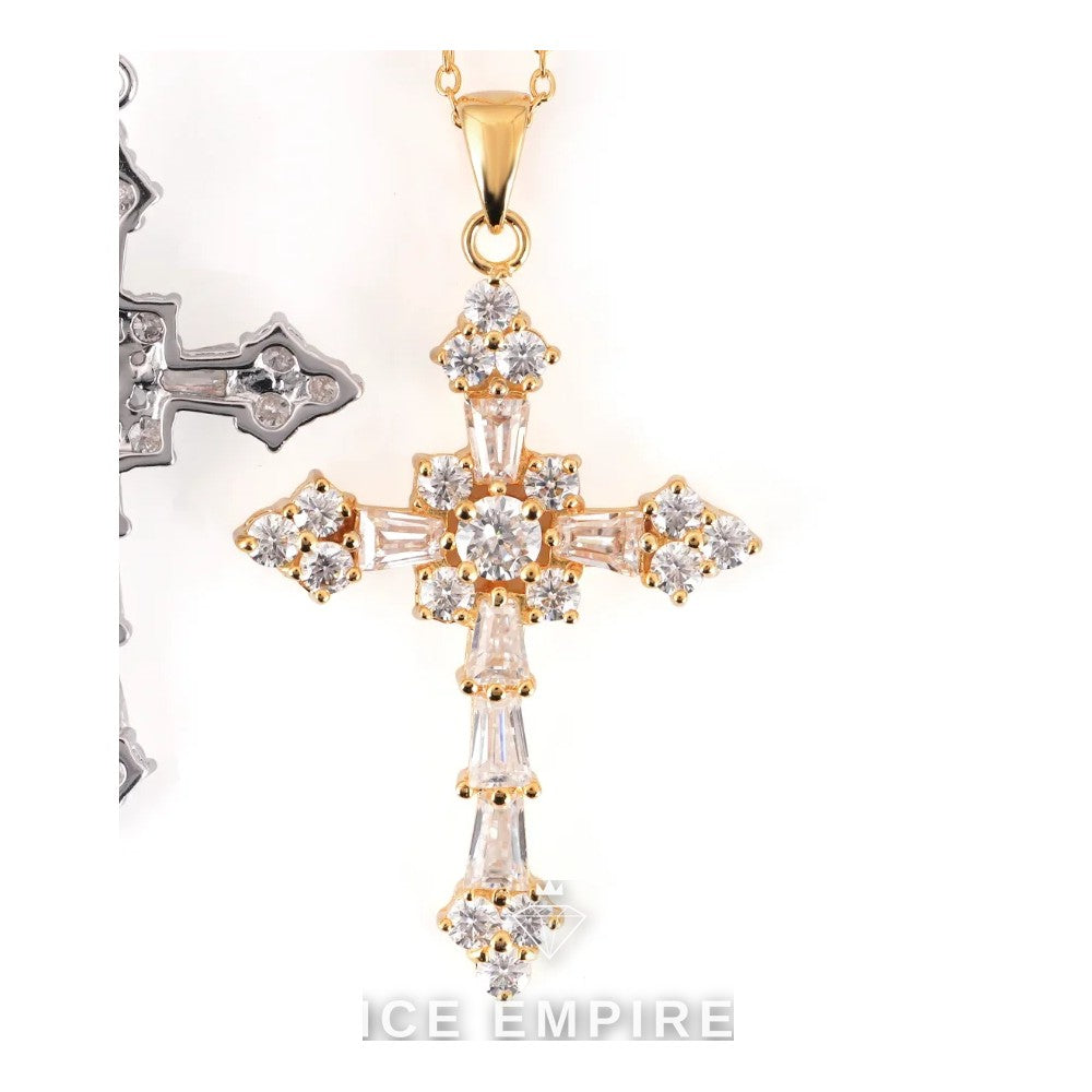 Iced Out Cross 925 Silver Pendant