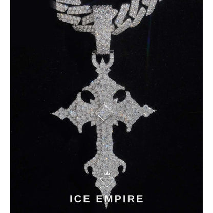 Iced Out Cross 925 Silver Moissanite Pendant