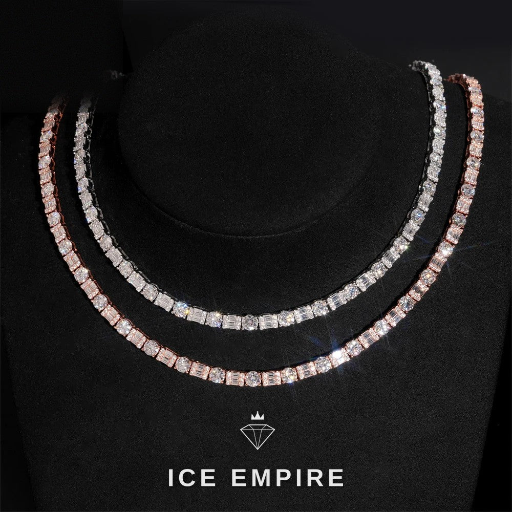 Iced Out Cluster 925 Silver Moissanite Cuban Chain