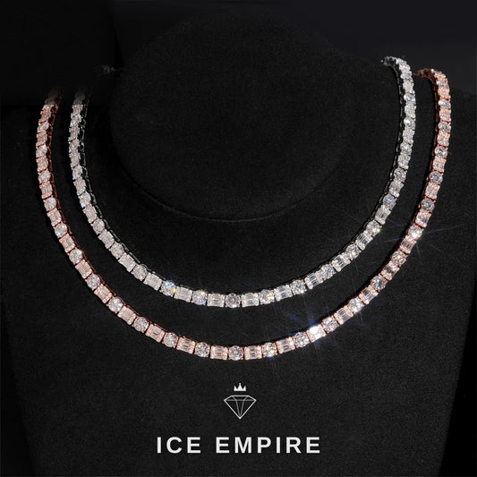 Iced Out Cluster 925 Silver Moissanite Cuban Chain