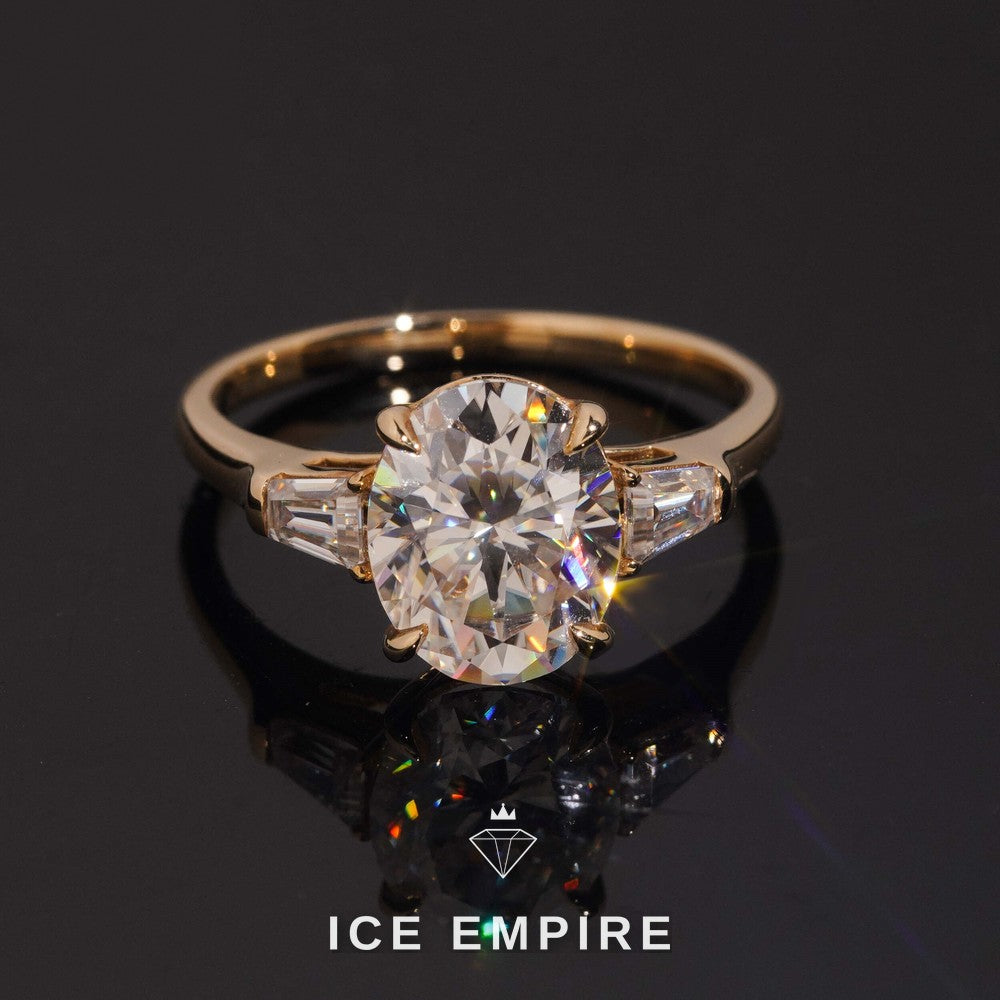 Iced Out 14K Gold Moissanite Engagement Ring