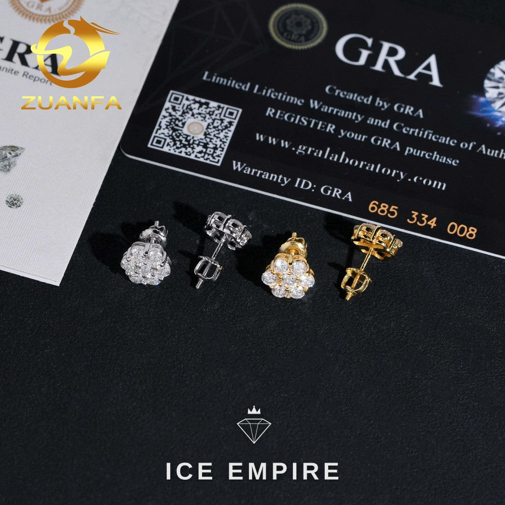 Iced Out Rose Gold Plated Moissanite Stud Earrings