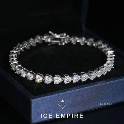 Iced Out Heart 925 Silver Moissanite Tennis Chain