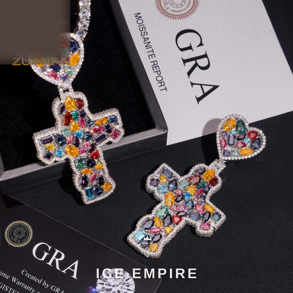 Iced Out Cross Rose Gold Plated Pendant