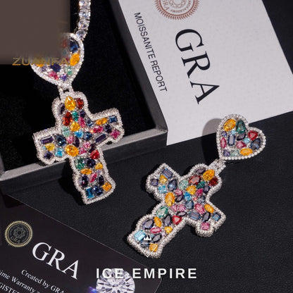 Iced Out Cross Rose Gold Plated Pendant