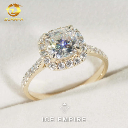 Iced Out 14K Gold Moissanite Engagement Ring