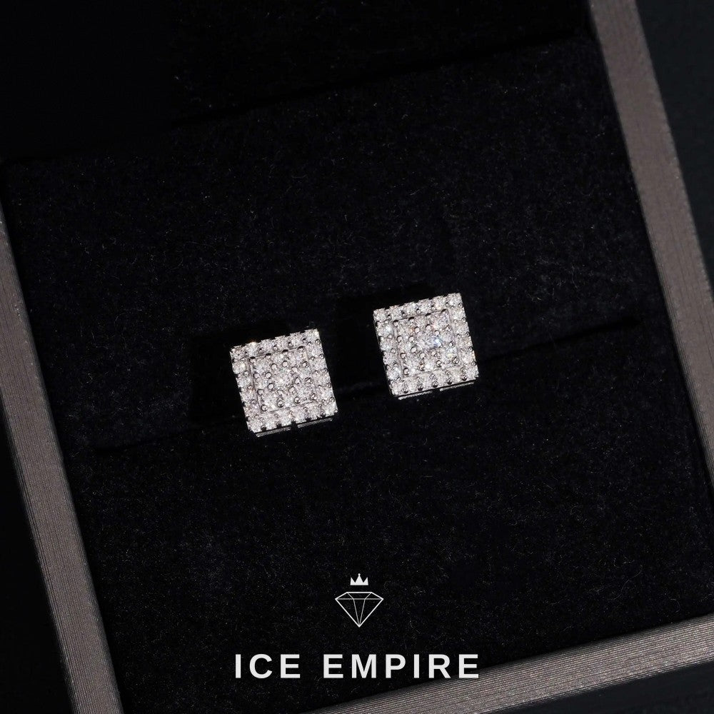 Iced Out Cluster 925 Silver Moissanite Stud Earrings