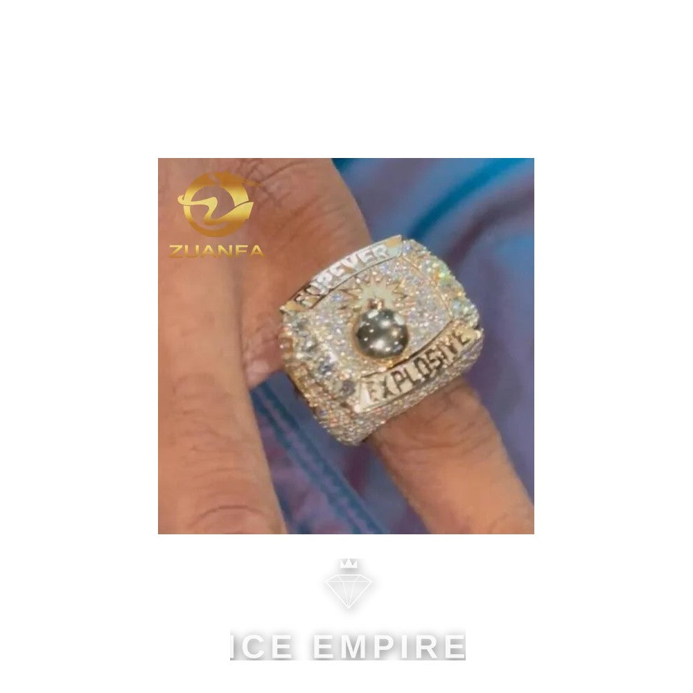 Iced Out 925 Silver Moissanite Ring
