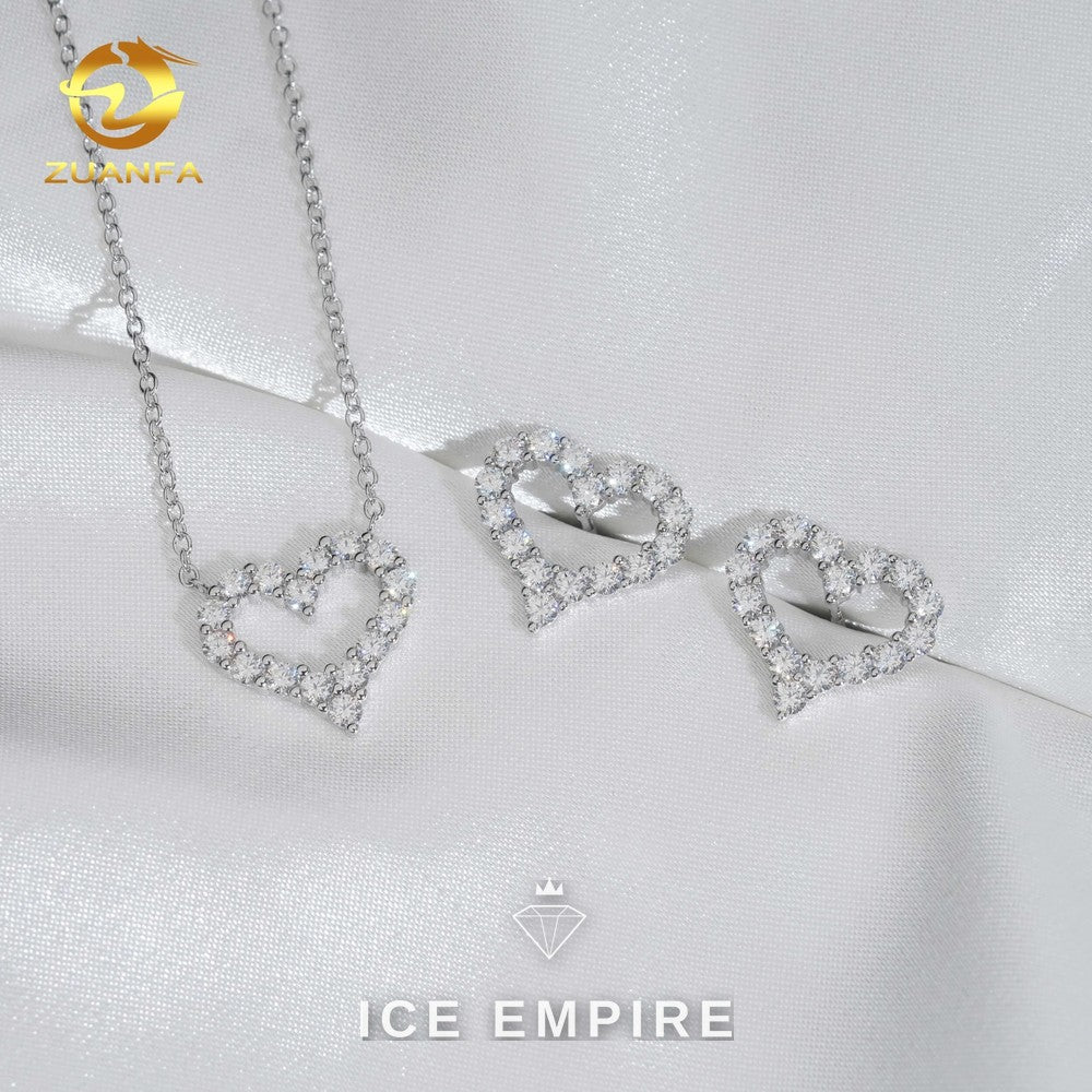 Iced Out Heart Rose Gold Plated Moissanite Earrings