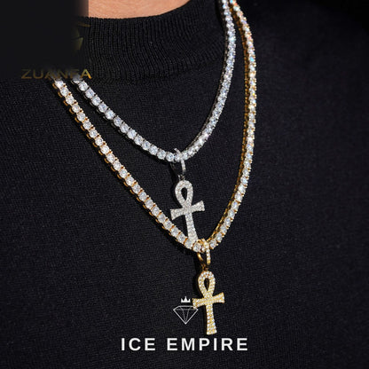 Iced Out Cross 925 Silver Moissanite Pendant