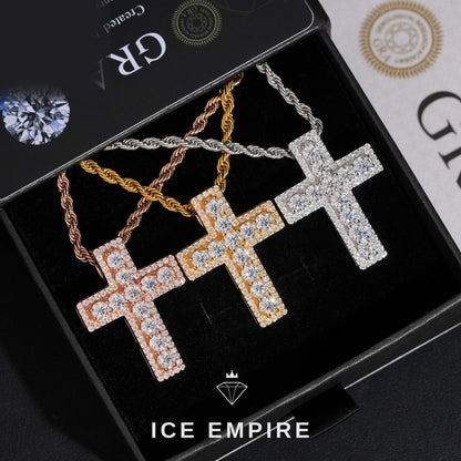 Iced Out Cross Rose Gold Plated Pendant