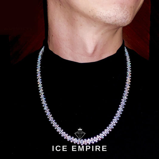 Iced Out Cross Rose Gold Plated Moissanite Cuban Chain